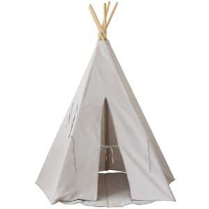 Moi Mili Šedý lněný teepee stan s podložkou Apache 170 x 130 cm