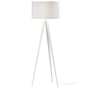 Bílá bavlněná stojací lampa Kave Home Iguazu 157 cm