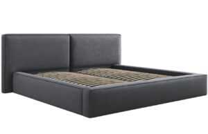 Tmavě šedá čalouněná dvoulůžková postel MICADONI Jodie 200 x 200 cm