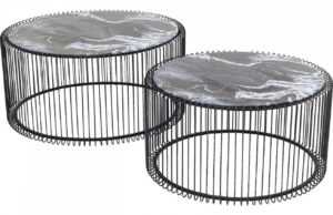 Kare Design Set dvou černých mramorových konferenčních stolků Wire 69 cm