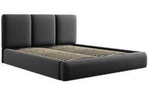 Šedá sametová dvoulůžková postel Windsor & Co Horizon 160 x 200 cm s úložným prostorem