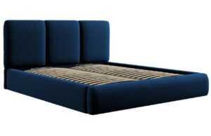 Královsky modrá sametová dvoulůžková postel Windsor & Co Horizon 180 x 200 cm s úložným prostorem