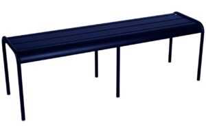 Tmavě modrá kovová lavice Fermob Luxembourg 145 cm