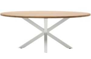 Dřevěný jídelní stůl Kave Home Argo 200 x 100 cm s bílou kovovou podnoží