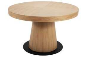 Světle hnědý dubový rozkládací jídelní stůl MICADONI Neve 120/220 x 120 cm