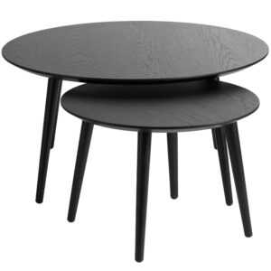 Set dvou černých dubových konferenčních stolků Unique Furniture Adda 58/88 cm